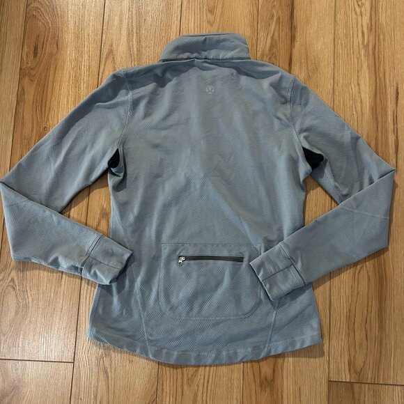 Vintage Lululemon Grey 1/4 Zip Pullover Running Shirt Pocket Size 8 - Picture 8 of 8